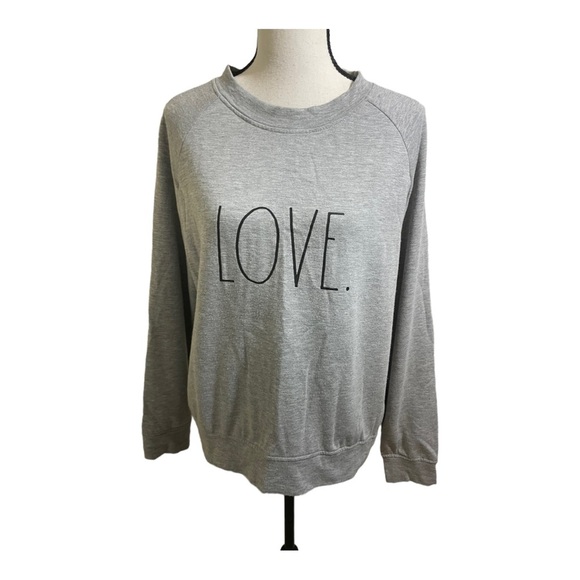 Rae Dunn womens Love Logo pullover sweatshirt fleece inside. Grey. Size medium - Picture 2 of 10
